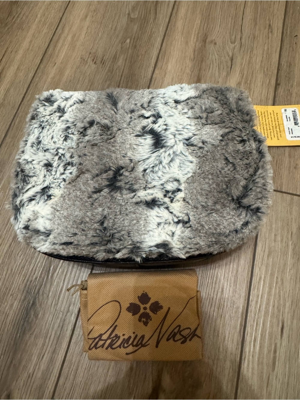 Patricia Nash Faux Fur Phone Case Pouch in Gray and White